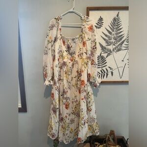 H&M Smocked Floral Print Dress